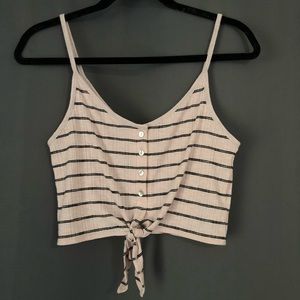 Pink & Black Striped Cropped Tank | Garage